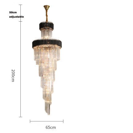 Afralia™ Crystal Black Clear LED Chandelier Lighting for Staircase Foyer