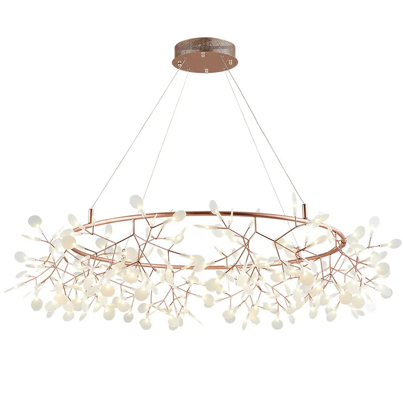 Afralia™ Nordic Firefly Chandelier: Modern Rose Gold/Black Art for Living Room, Restaurant, Kitchen