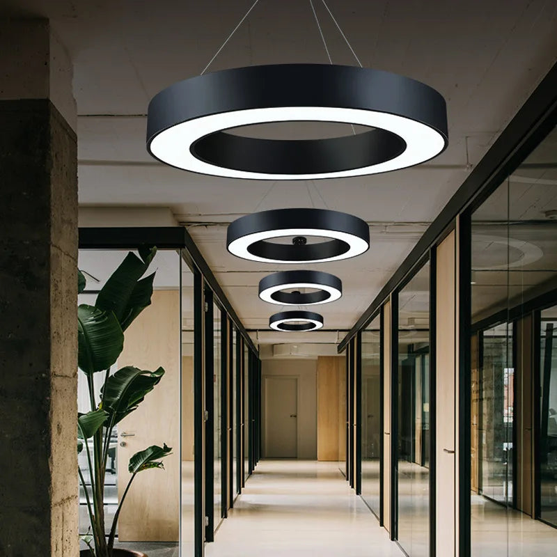 Afralia™ Modern Minimalist Metal Circle Pendant Lights with LED, for Office & Living Room Decor