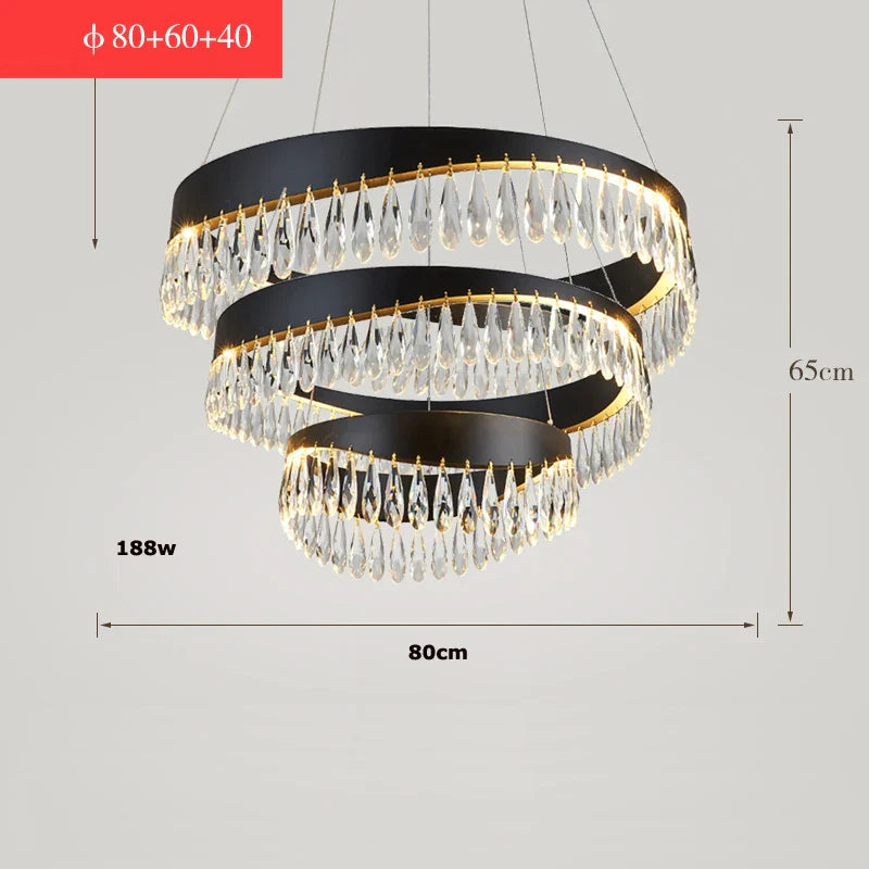 Afralia™ Crystal Stainless Steel LED Chandelier for Foyer