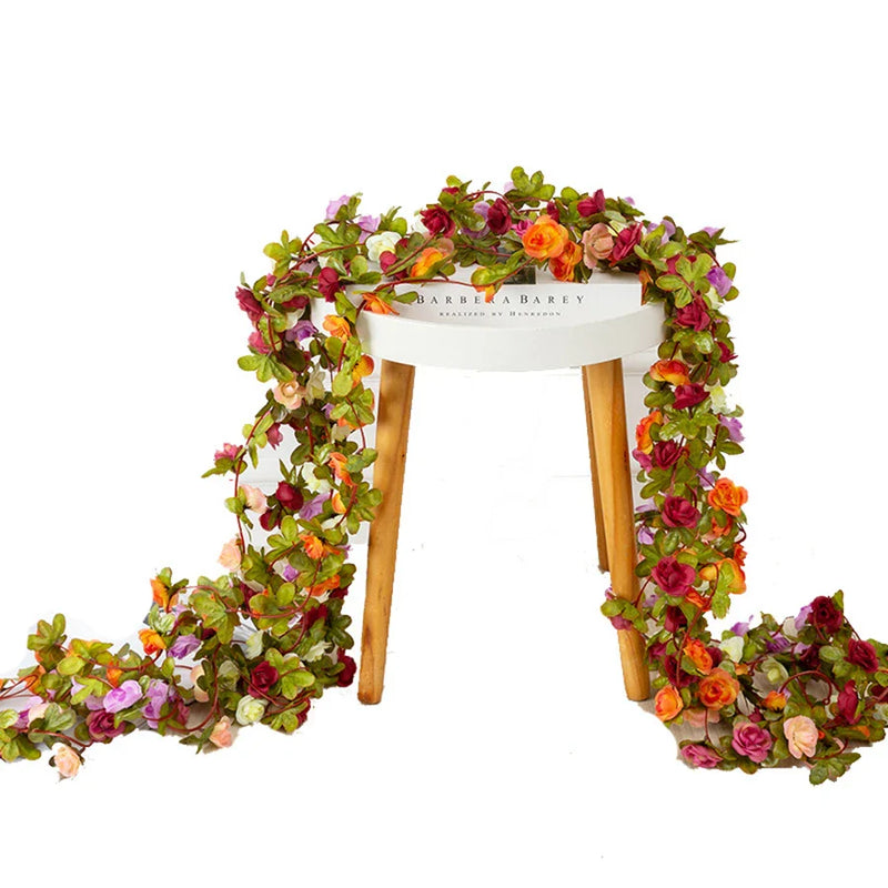 Afralia™ Rose Artificial Garland: Wedding Home Decor, Fake Plant Vine for DIY, Spring Autumn