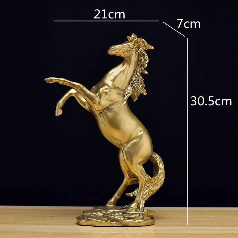 Afralia™ Golden Horse Animal Sculpture for Home Decor and Office Desk crafted Figurine