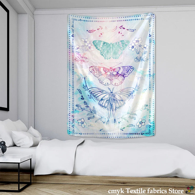 Psychedelic Butterfly Tarot Tapestry for Bohemian Witchcraft Decor by Afralia™