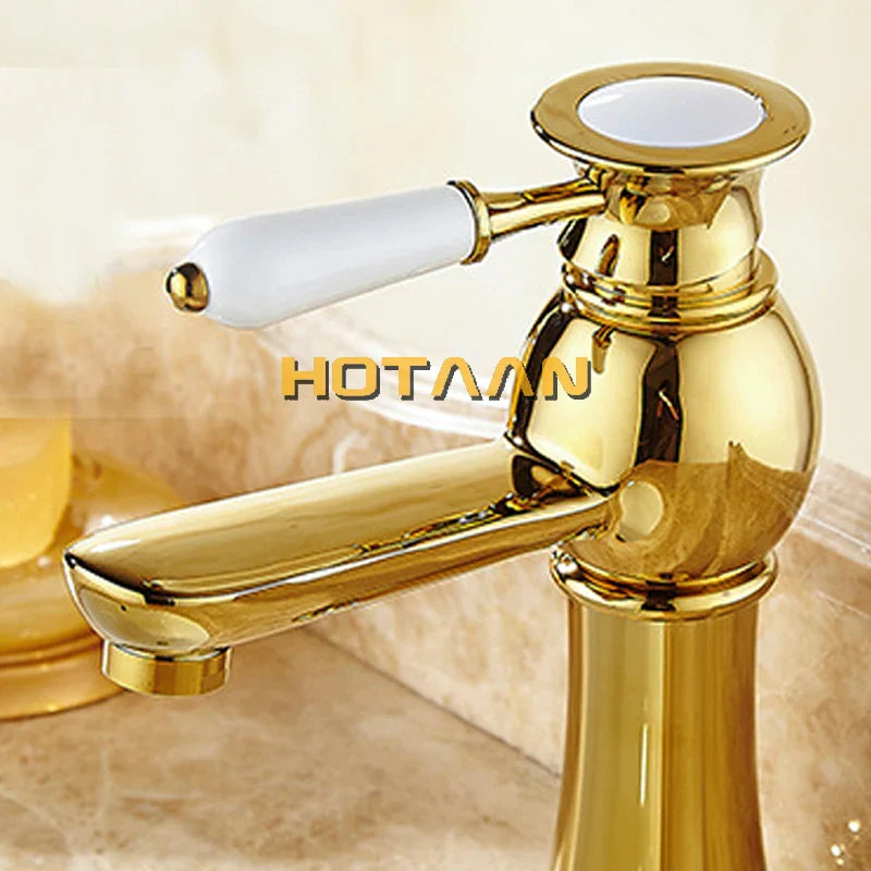 Afralia™ Gold Basin Faucet with Ceramic Mixer Tap for Bathroom