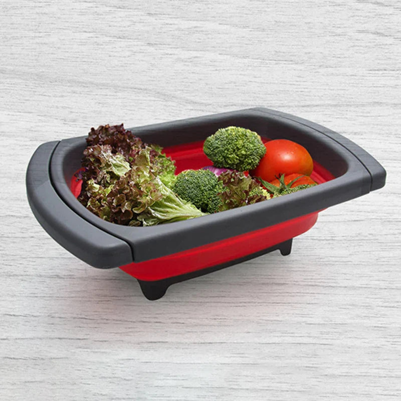 Afralia™ Collapsible Colander: Eco-friendly Folding Kitchen Strainer with Retractable Handles