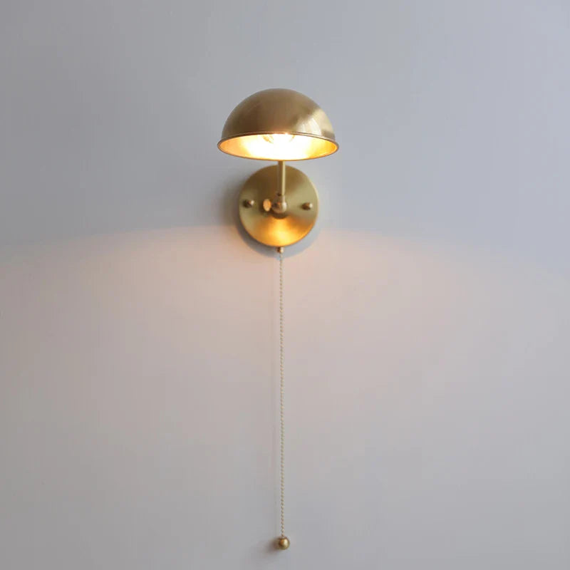 Afralia™ Copper Modern Wall Sconce with Pull Chain Switch for Bedroom, Living Room, Bathroom
