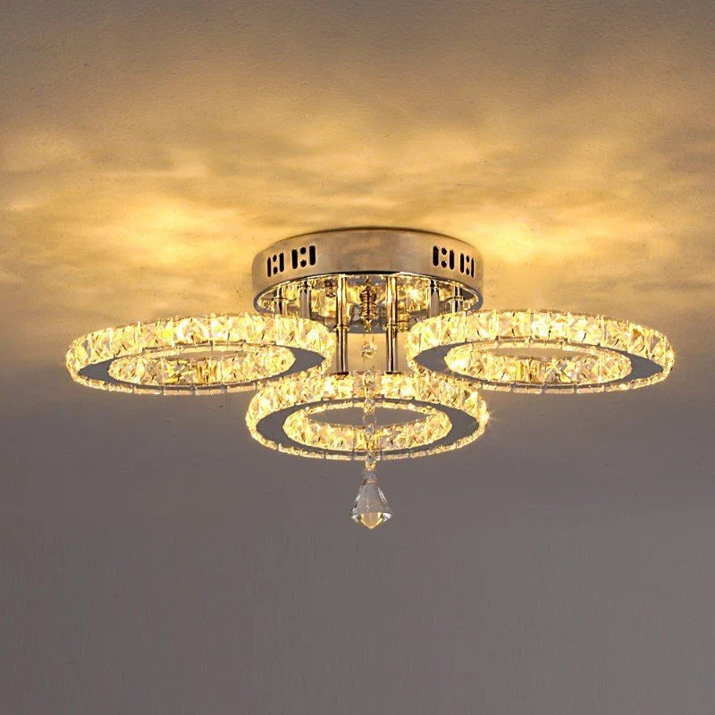 Afralia™ Modern Crystal Chandelier Ceiling Lamp for Bedroom Living Dining Room