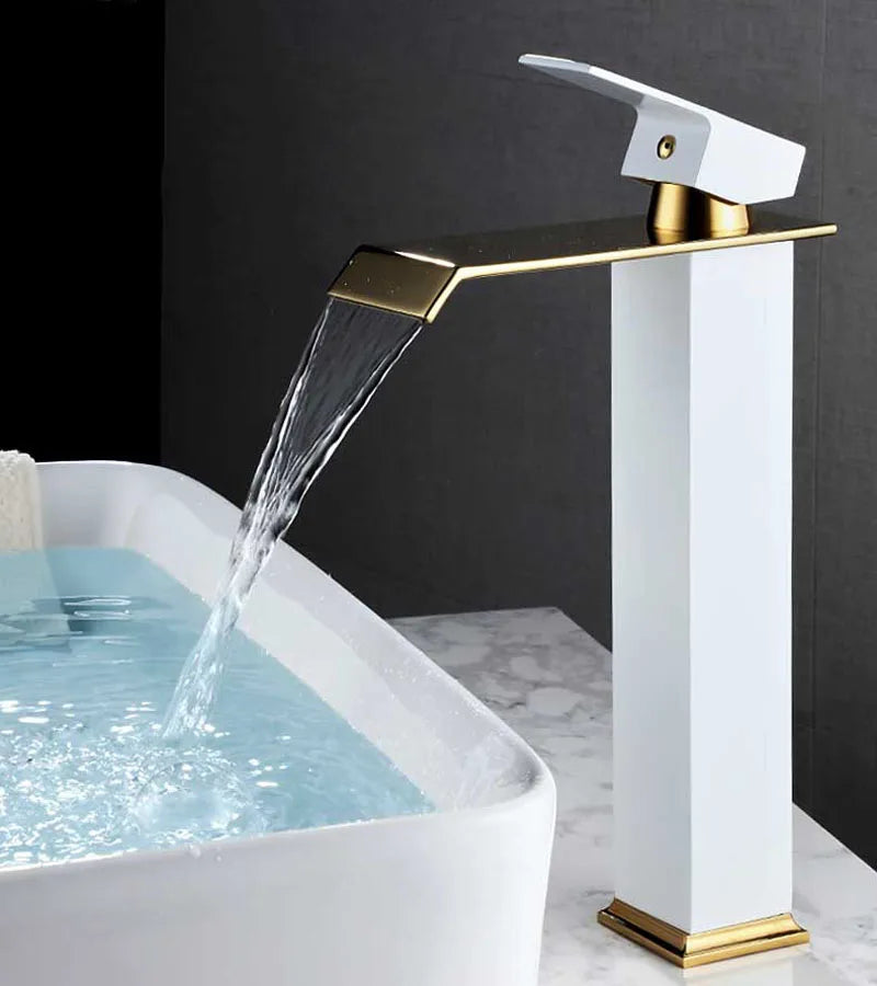 Afralia™ Black Gold Basin Faucet Deck Mounted Bathroom Sink Tap Cold Hot Water Mixer