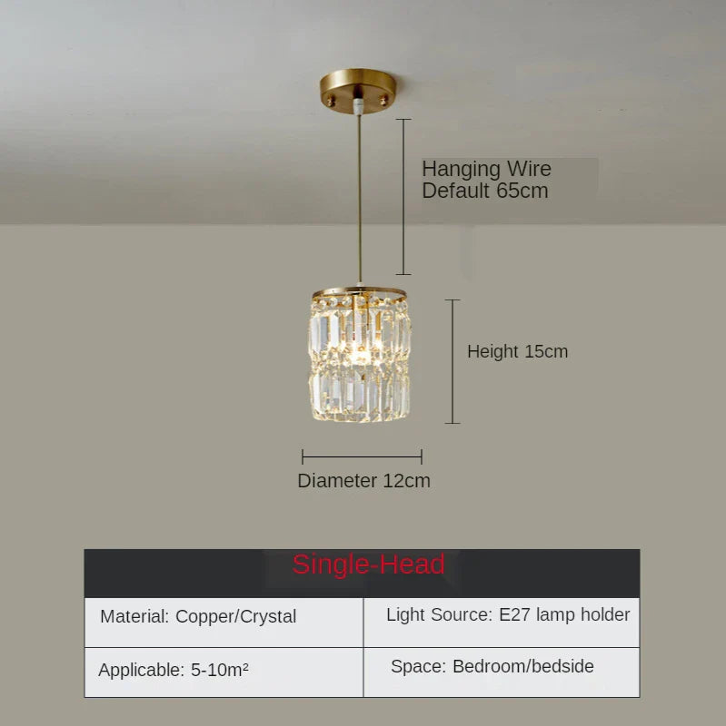 Afralia™ Crystal Copper LED Chandelier Pendant Light Modern Luxury Ceiling Lamp