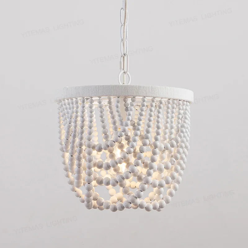 Afralia™ White Beads Chandelier: Mini Pendant Lighting for Bedroom, Kitchen, Dining Room