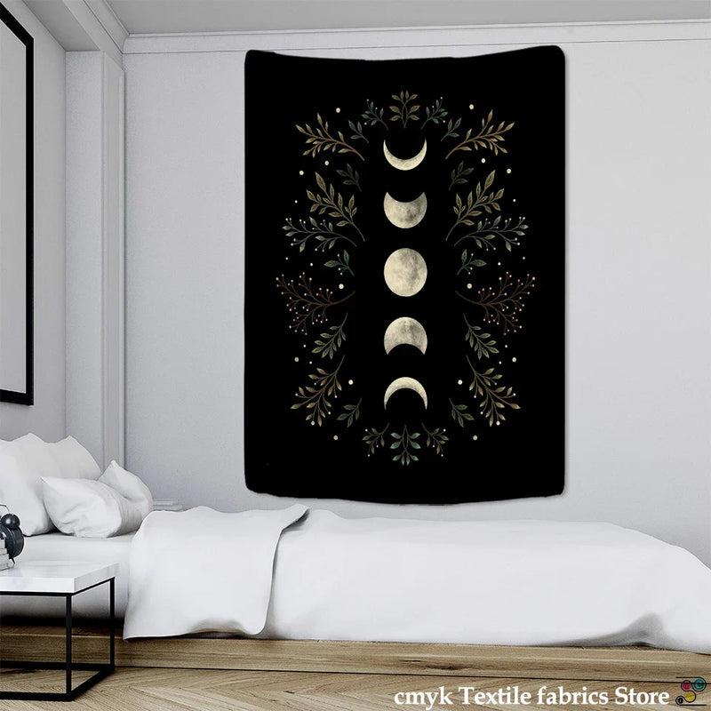 Afralia™ Moon Phase Tapestry Wall Hanging: Bohemian Hippie Home Decor