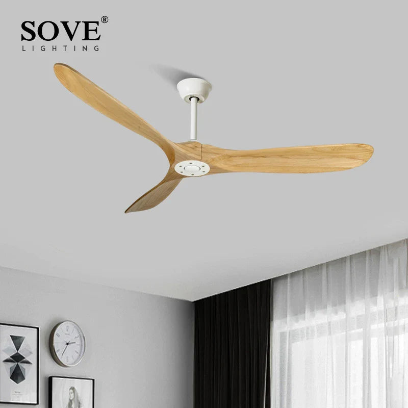 Afralia™ 60" Solid Wood DC Ceiling Fan with Remote Control