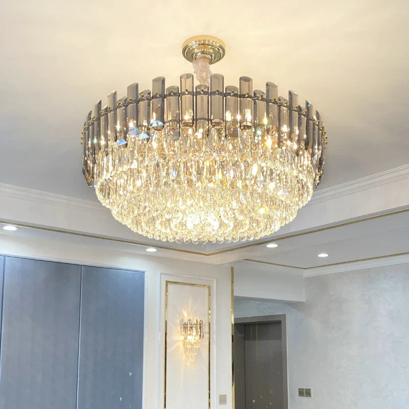 Afralia™ Round Crystal Kitchen Living Room Ceiling Lamp Atmospheric Modern Dining Bedroom Light
