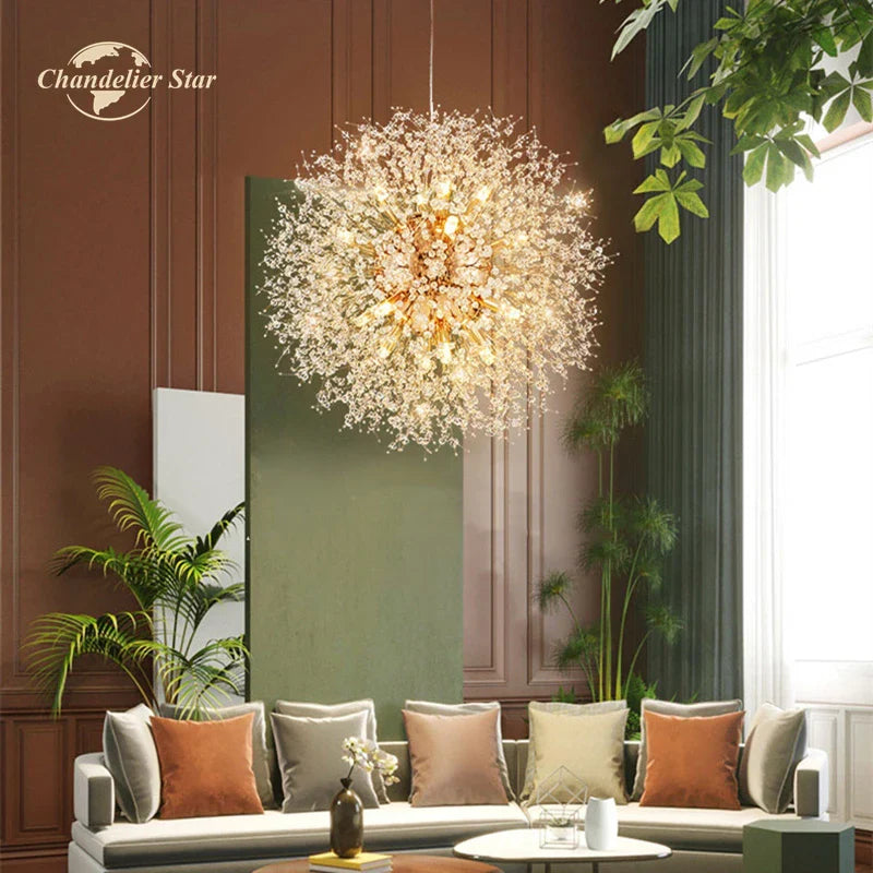 Afralia™ Crystal Star LED Chandelier - Art Deco Dandelion Pendant Lighting for Home Décor