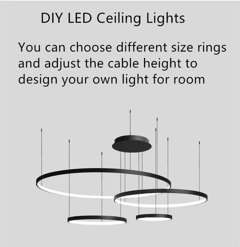 Afralia™ LED Ring Chandelier Ceiling Pendant Modern Round Circle Lamps