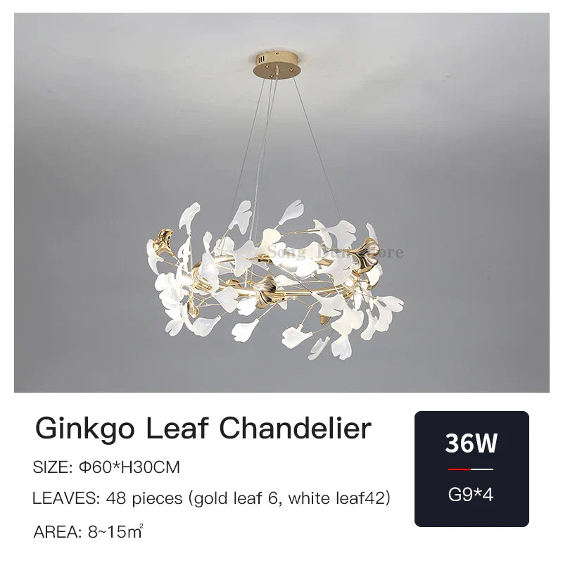 Afralia™ Ginkgo Ceramic Chandelier: Luxury Pendant Lights for Dining & Living Room
