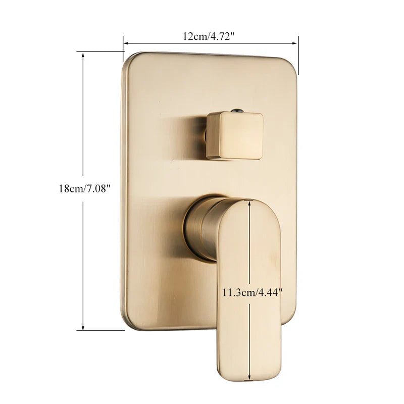 Afralia™ Brushed Gold Concealed Shower Mixer Control Valve Round/Square Box Faucet