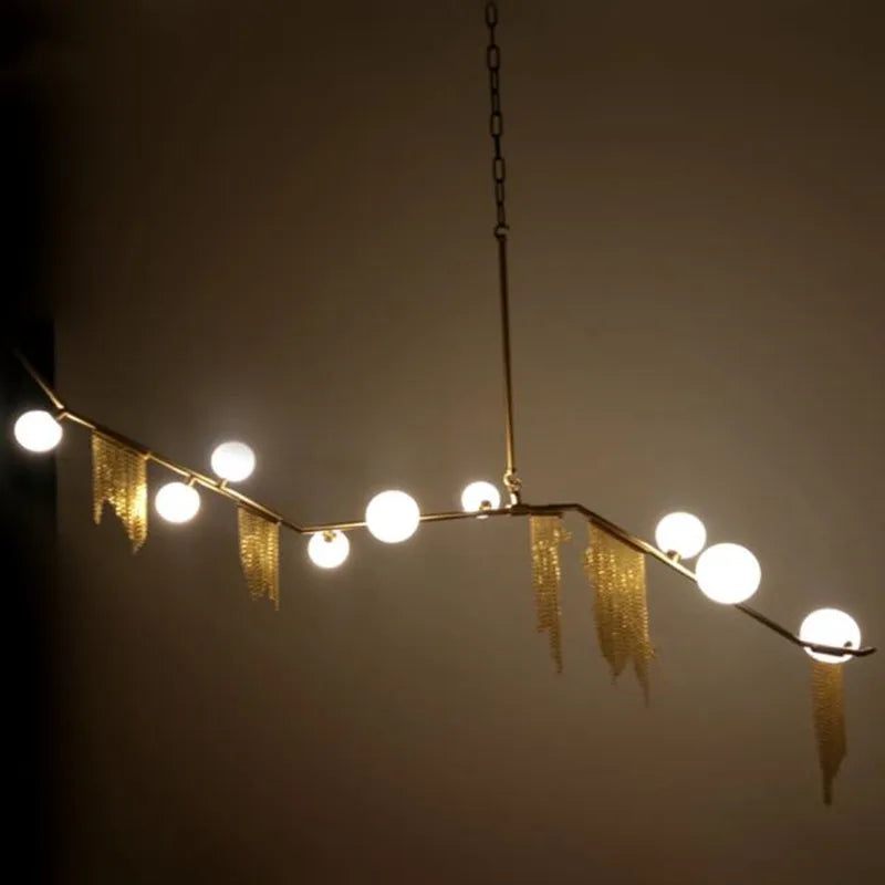 Afralia™ Gold Bubble Chandelier G9 LED Tassel Kitchen Island Lighting