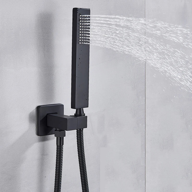 Afralia™ Light Shower Faucet Set: Wall Mounted Rainfall Bath Mixer with Handshower