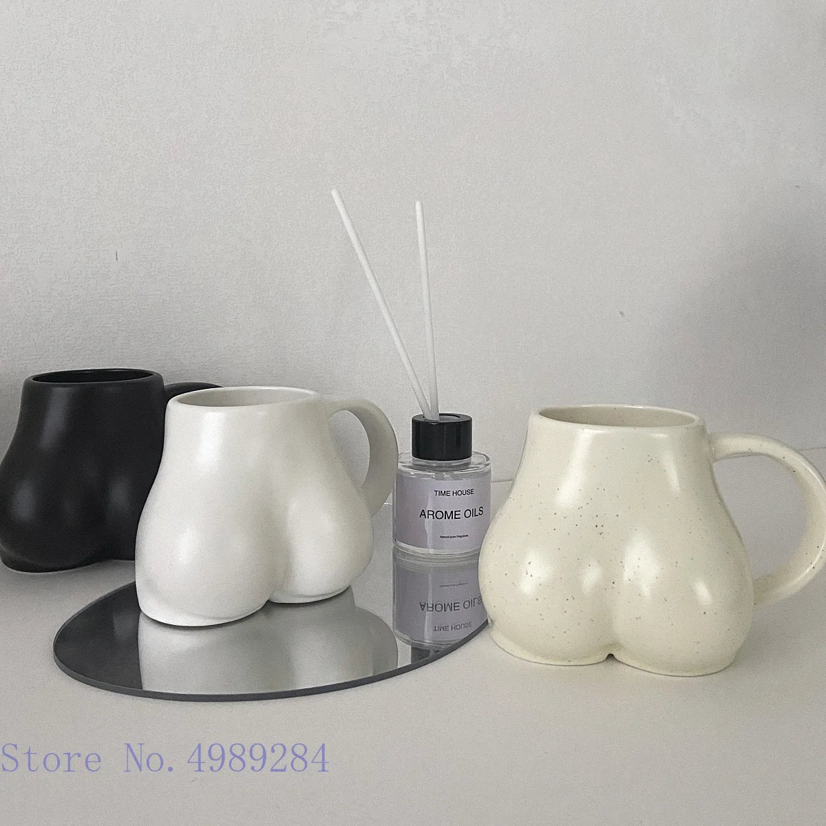 Afralia™ Lovely Butt Shape Ceramic Coffee Cup Storage Decoration