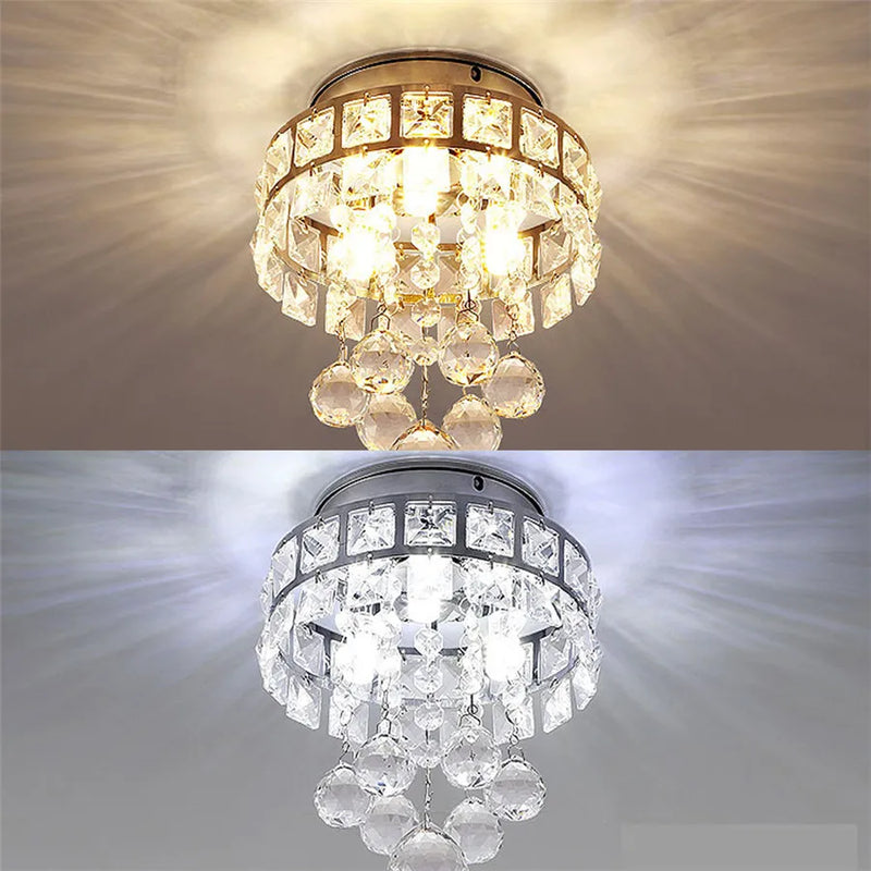 Afralia™ Modern Crystal LED Ceiling Light for Home Decor - Indoor Chandeliers for Living Room & Bedroom