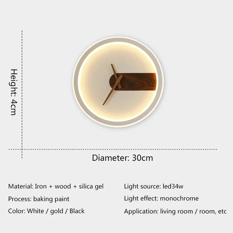 Afralia™ Modern LED Wall Lamp Clock Sconce for Living Room Bedroom Hotel Background Lighting