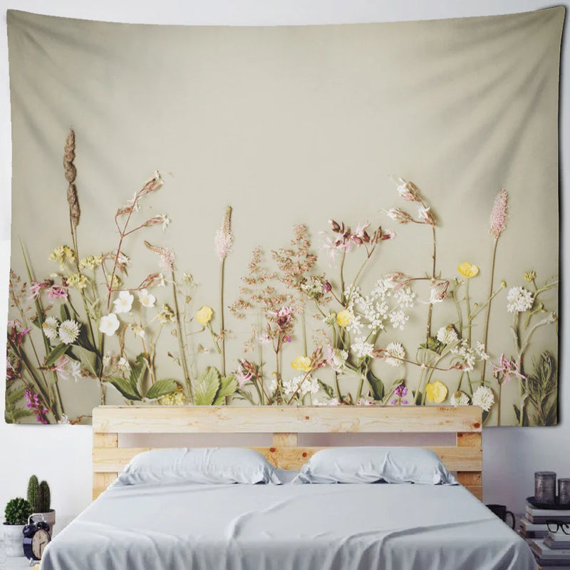 Afralia™ Boho Green Leaf Tapestry Wall Hanging - Natural Plant Landscape Home Decor