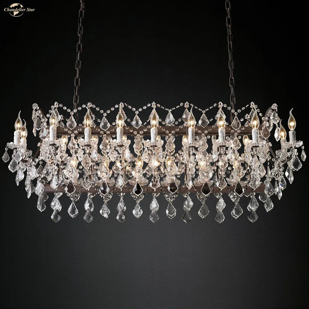Afralia™ Iron Crystal LED Chandelier: 19th Century Style Kitchen Pendant Light