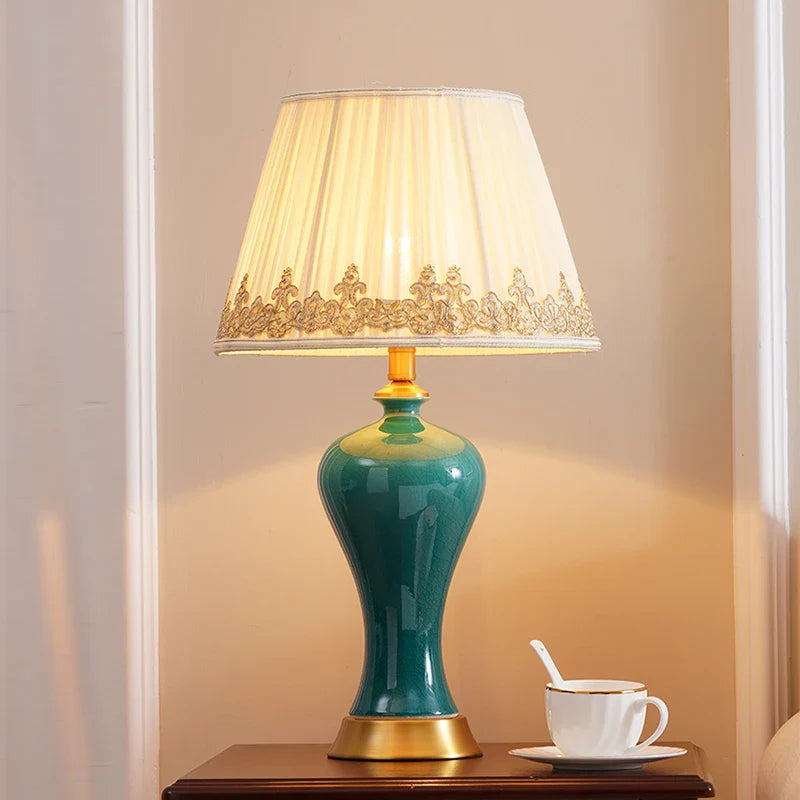 Afralia™ American Luxury Ceramic Table Lamp - European Style Bedroom Bedside Light