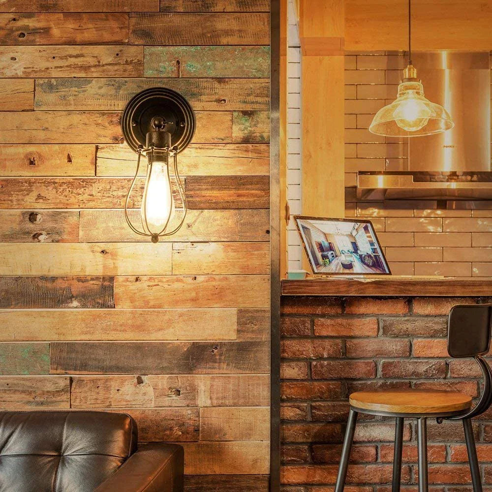 Afralia™ Wire Cage Industrial LED Wall Sconce for Living Room, Bar, Restaurant