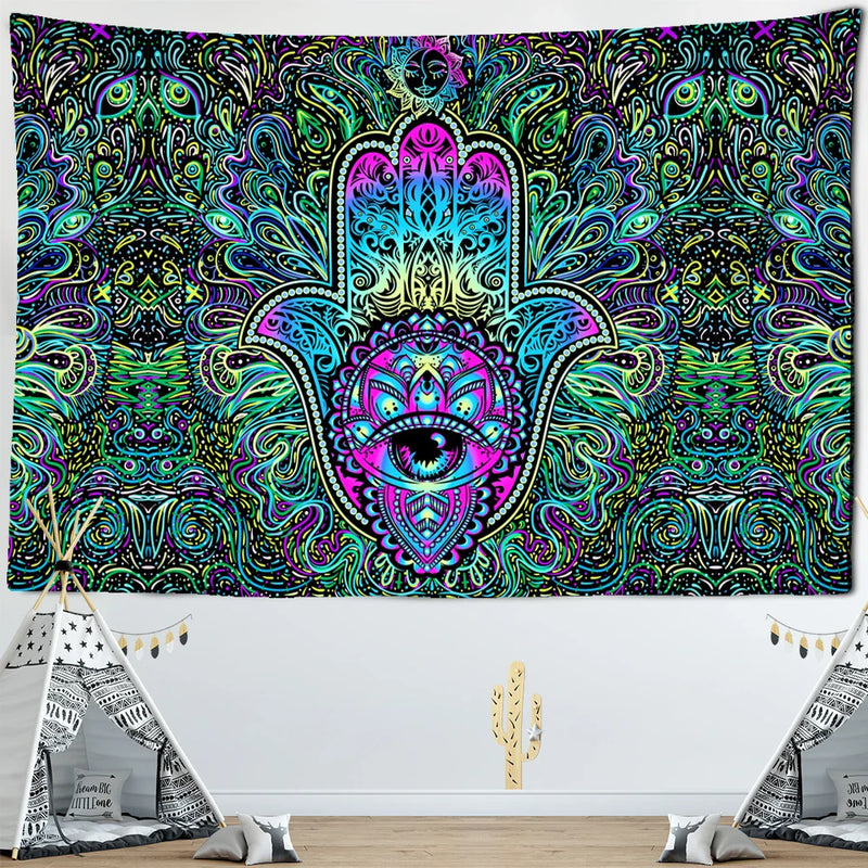 Afralia™ Psychedelic Sun Eyes Tapestry Wall Hanging for Colorful Living Room Decor