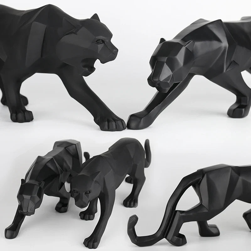 Afralia™ Black Panther Resin Geometric Statue Decor Ornament