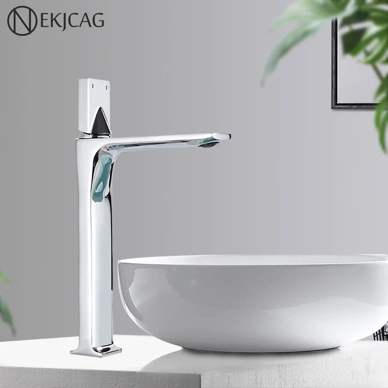Afralia™ Chrome Bathroom Basin Faucets | Tall & Short Sink Mixer Taps | Hot Cold Water