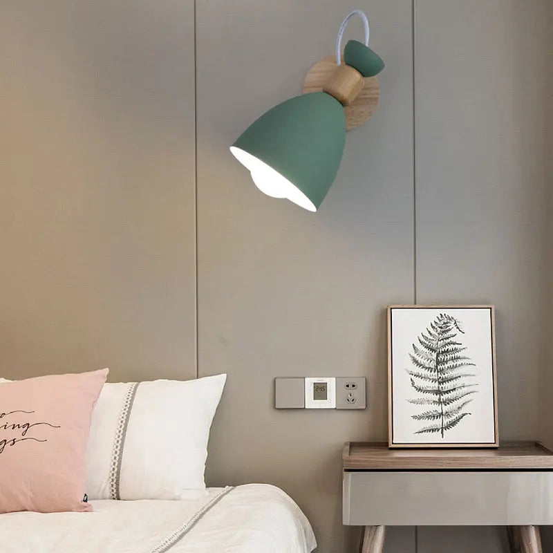 Afralia™ Wooden LED Wall Light for Reading, Bedroom, and Study - Macaron Colors