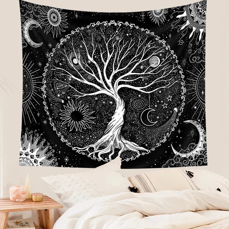 Afralia™ Starry Tree of Life Tapestry for Bedroom, Living Room & Dorm