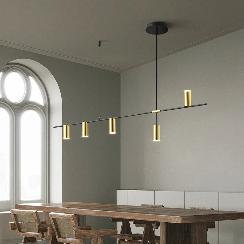 Afralia™ Modern Gold Tube Chandelier: Minimalist Design for Dinning, Bedroom & Home