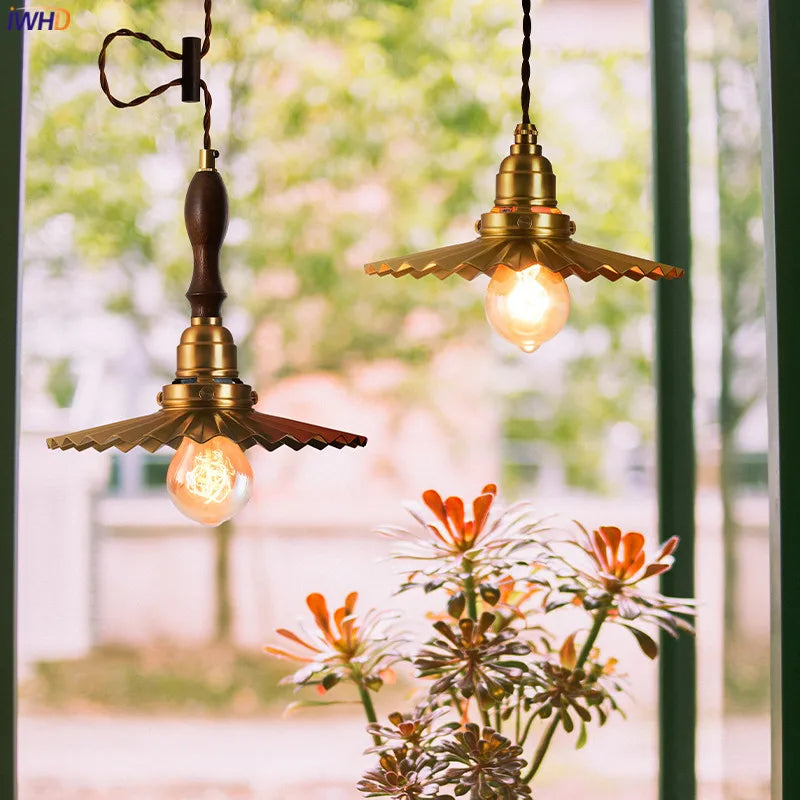 Afralia™ White Ceramic Pendant Lights Wooden Copper Modern Nordic Luminaria