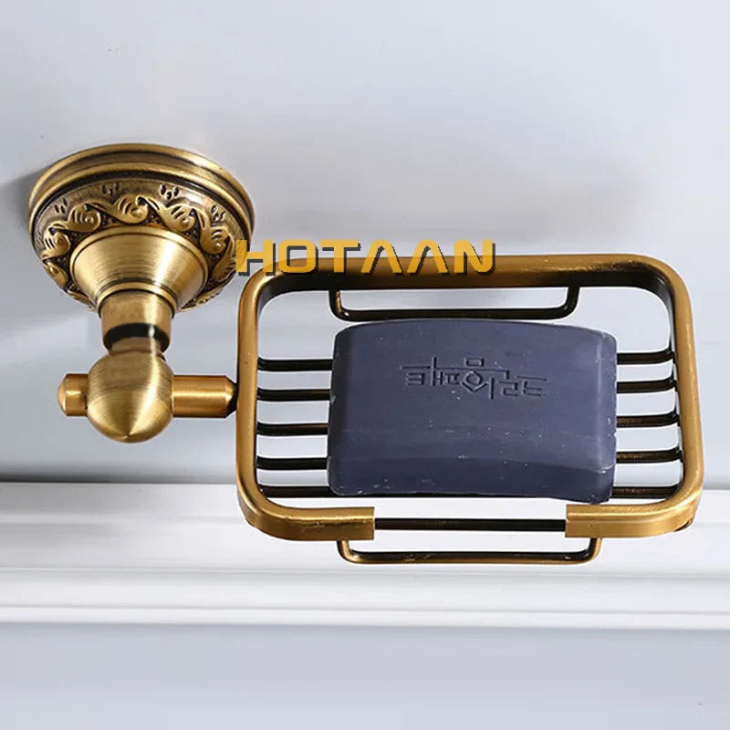 Afralia™ Antique Brass Bathroom Soap Basket Wall Mount Soap Dish Holder.