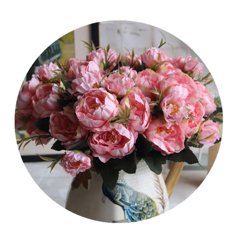 Afralia™ Mini Peony Silk Flower Bouquet for Home Wedding Decor