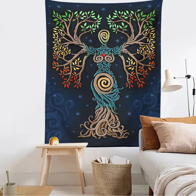 Afralia™ Tarot Mysterious Tree of Life Wall Decor Tapestry Art Dorm Room