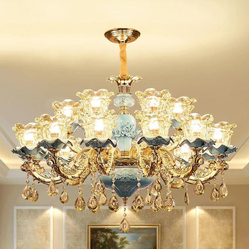 Afralia™ Retro Ceramic Chandelier for Living Room Bedroom Villa Duplex Floor