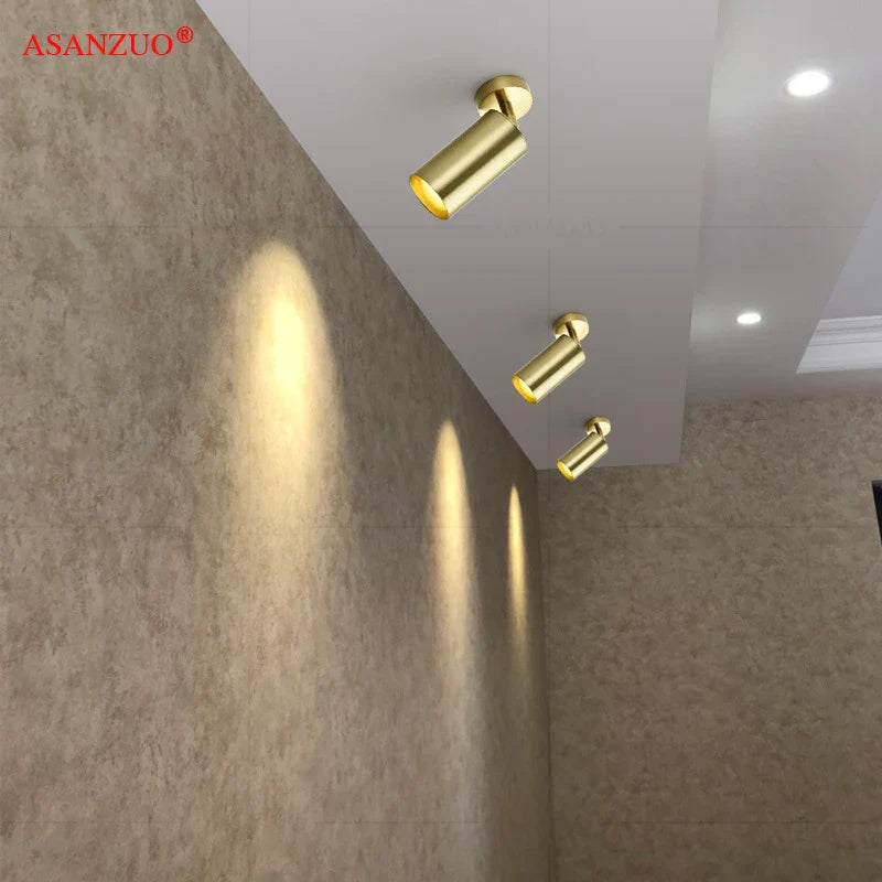 Afralia™ Nordic Golden Rotatable LED Ceiling Spot Track Light for Living Room & Shop