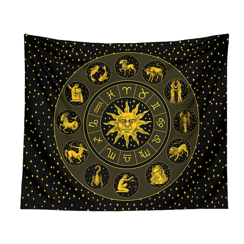 Afralia™ Constellation Zodiac Tapestry: Astrology Wall Decor for Witchcraft Room & Dorm