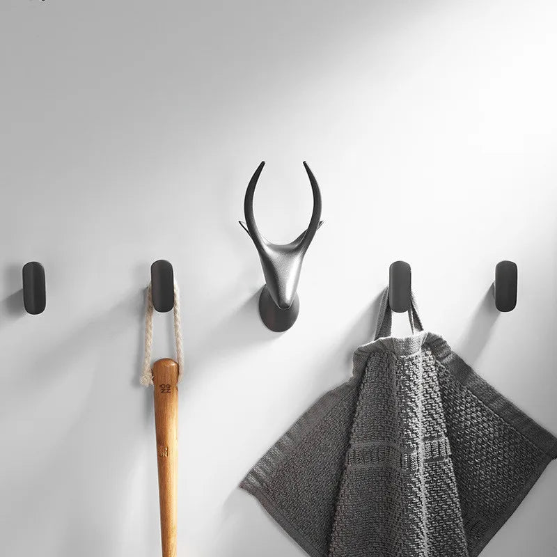 Afralia™ Gun Grey Robe Hooks: Wall Mount Towel Hanger for Bathroom, Clothes, Hat, Coat