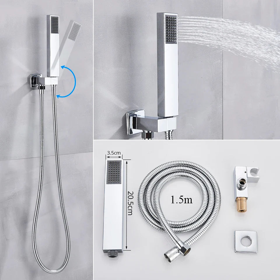Afralia™ Luxury Brass Shower Faucet with Handshower and 3-Way Mixer