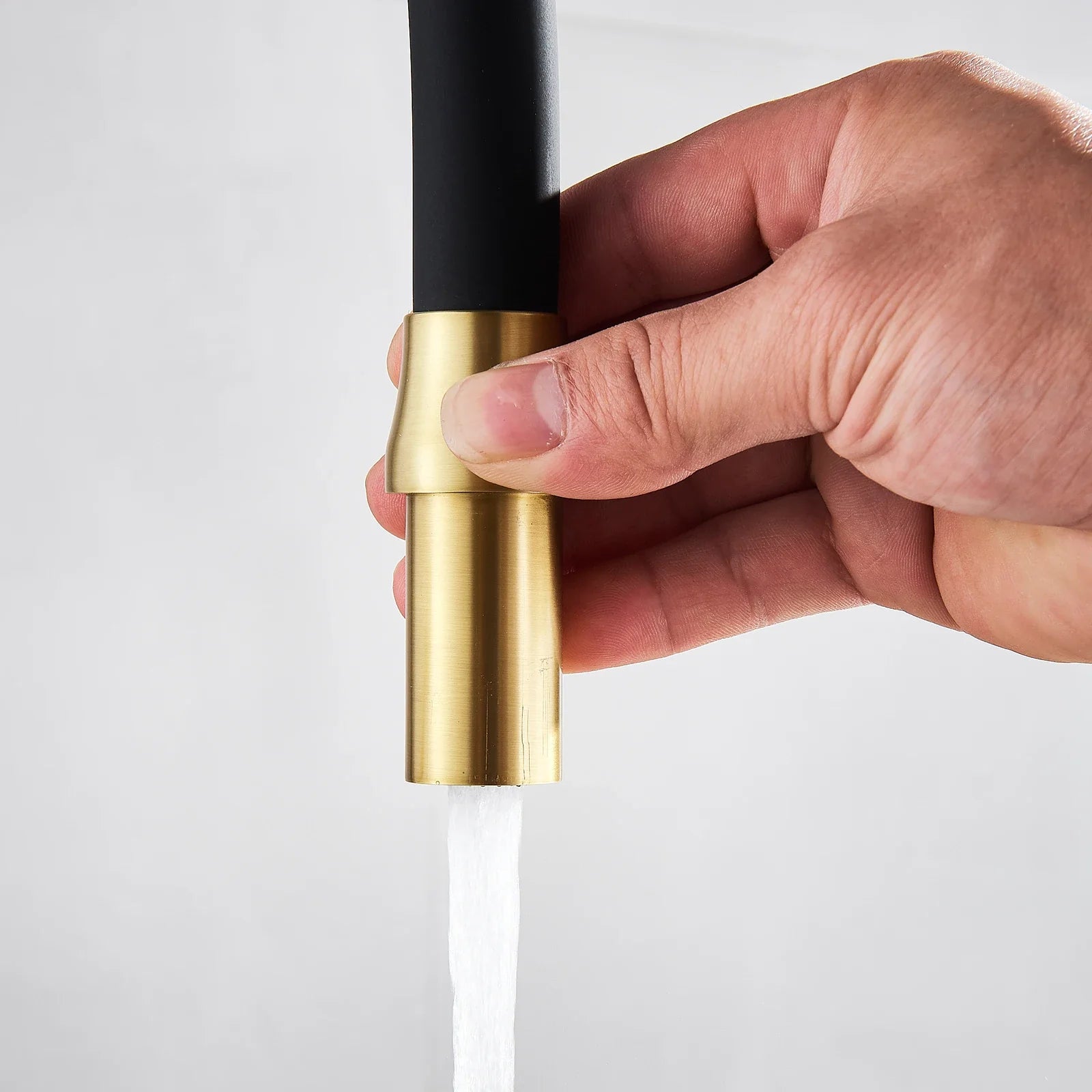 Afralia™ Brushed Gold Kitchen Faucet Pull Down with Pure Water Filter System
