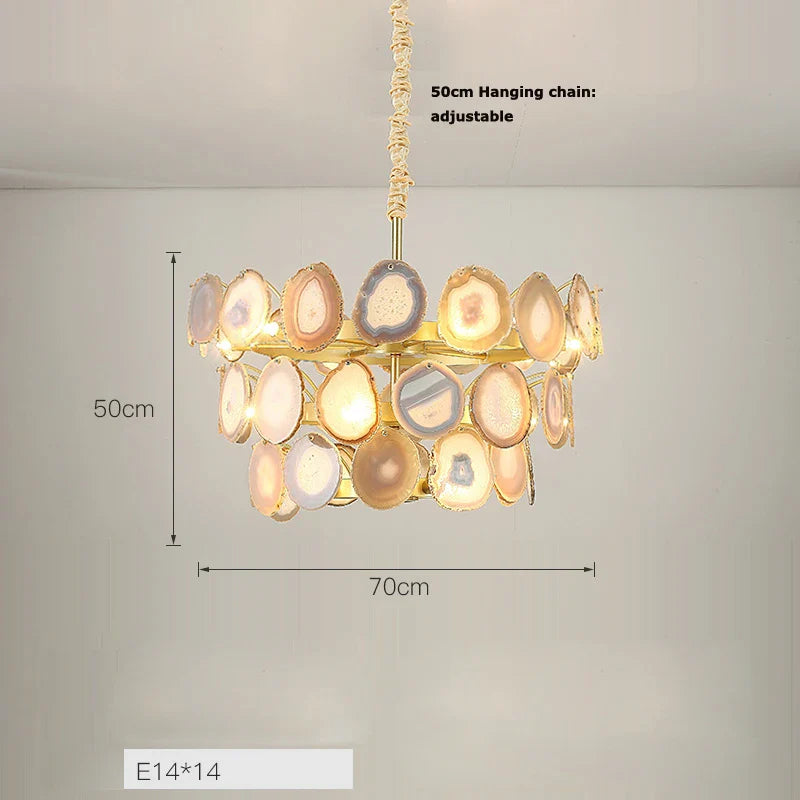Afralia™ LED Agate Chandelier Lighting for Foyer - Colorized Designer Lamps