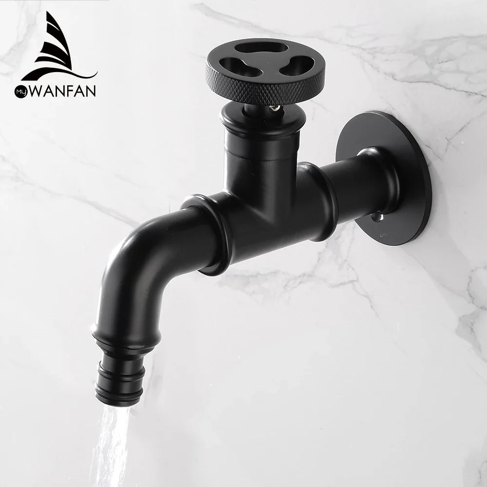 Afralia™ Matte Gold Retro Euro Bibcock Faucet for Washing Machine, Toilet, Mop, and Outdoor Garden