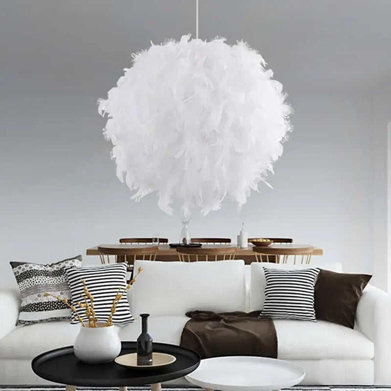 Afralia™ White Feather Pendant Light: Modern Fluffy Shade for Bedroom and Study Room