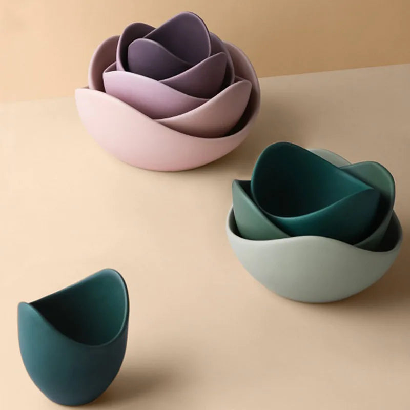 Afralia™ Lotus Ceramic Flower Bowl Set for Creative Dining and Storage